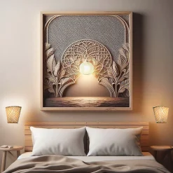 Suspension en Osier et Bambou avec Câble et Interrupteur Idéale pour Salle à Manger et Cuisine