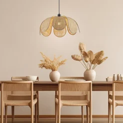 Suspension en raphia E27 20W beige Ø50cm Brilliant, Moana