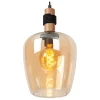 Suspension en verre 1 lampe ambré Ø22cm E27 40W Lucide, Ilona