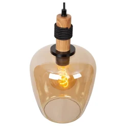 Suspension en verre 1 lampe ambré Ø22cm E27 40W Lucide, Ilona