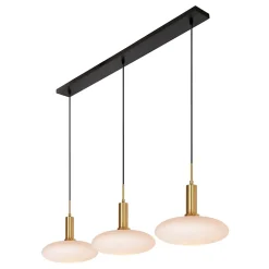 Suspension en verre 3 lampes E27 180 W or mat L.126 x l.30 x H.169 cm Lucide Singala