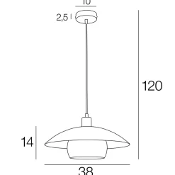 Suspension en verre double E27 15W ambré Ø38 x H.29cm, Corep Jolly