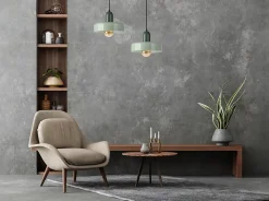 Suspension en verre E27 40W Ø25cm bicolore vert Seynave, Skyde