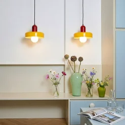 Suspension en verre et métal jaune et rouge Ø25 cm E27 25 W Jumell Yori