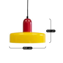 Suspension en verre et métal jaune et rouge Ø25 cm E27 25 W Jumell Yori