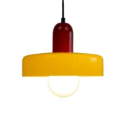 Suspension en verre et métal jaune et rouge Ø25 cm E27 25 W Jumell Yori