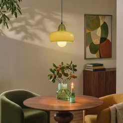 Suspension en verre et métal vert Ø26 cm E27 25 W Jumell Boli