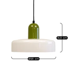 Suspension en verre et métal blanc et vert Ø25 cm E27 25 W Jumell Yori