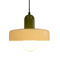 Suspension en verre et métal blanc et vert Ø25 cm E27 25 W Jumell Yori