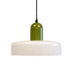 Suspension en verre et métal blanc et vert Ø25 cm E27 25 W Jumell Yori