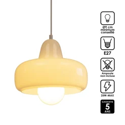 Suspension en verre et métal blanc Ø26 cm E27 25 W Jumell Boli