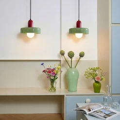 Suspension en verre et métal vert et rouge Ø25 cm E27 25 W Jumell Yori