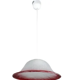Suspension en verre fumé blanc et rouge Abat jour cloche Lustre Luminaire Art deco