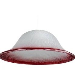 Suspension en verre fumé blanc et rouge Abat jour cloche Lustre Luminaire Art deco
