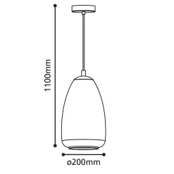 Suspension en verre fumé et laiton brossé E27 40W H.110 x Ø.20cm Eglo, Alobrase