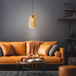 Suspension en verre fumé et laiton brossé E27 40W H.110 x Ø.20cm Eglo, Alobrase