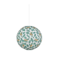 Suspension enfant boule japonaise en papier de riz imprimé tigre E27 60W rose Ø40cm Corep