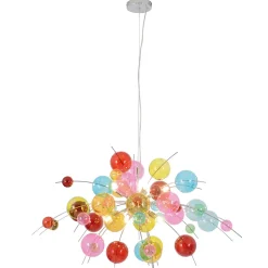 Suspension EXPLOSION multicolore métal et verre douilles G9 pour salle à manger salon entrée bureau diam. 98cm