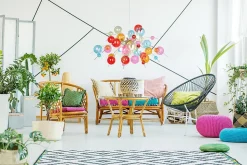 Suspension EXPLOSION multicolore métal et verre douilles G9 pour salle à manger salon entrée bureau diam. 98cm