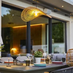 Suspension extérieure Enna Lumisky L.52,5 x l.62,5 E27 IP64 rotin