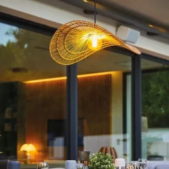 Suspension extérieure Enna Lumisky L.52,5 x l.62,5 E27 IP64 rotin