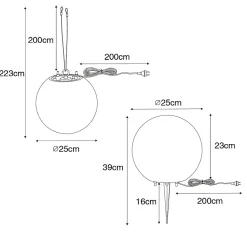 Suspension extérieure moderne grise 25 cm IP65 - Nura