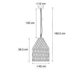 Suspension extérieure rustique en rotin noir 40x55 cm - Calamus
