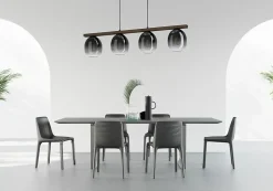 Suspension Filago 4 lumières E27 IP20 40W L.88xl.15xH.110cm noir et bois Eglo