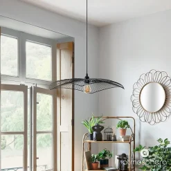 Suspension filaire Cuzco noire - métal D58 cm - Atmosphera