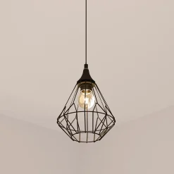 Suspension filaire Flave noire - métal D19 cm - Atmosphera