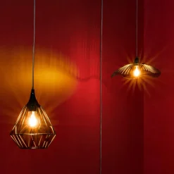 Suspension filaire Flave noire - métal D19 cm - Atmosphera