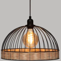 Suspension filaire Suwa - métal & rotin D35 cm - Atmosphera