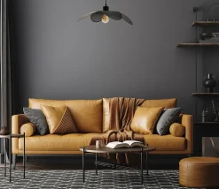 Suspension Floris métal noir et raphia E27 40W IP20 Ø50cm x H.140cm Seynave