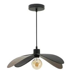Suspension Floris métal noir et raphia E27 40W IP20 Ø50cm x H.140cm Seynave