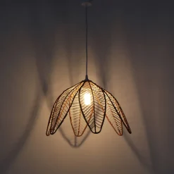 Suspension Flower en rotin IP20 Ø49 x H.85 cm coloris marron Lussiol