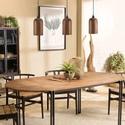 Suspension forme allongée 15x15cm en bois de teck recyclé