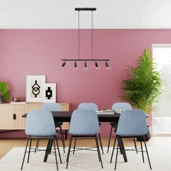 Suspension Ghlin 5 lumières E27 140W ⌀80xL.6xH.110cm noir GoodHome