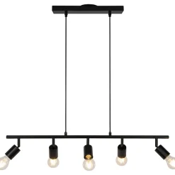 Suspension Ghlin 5 lumières E27 140W ⌀80xL.6xH.110cm noir GoodHome