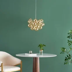 Suspension grappe décorative boules en verre ambrées - Maeli