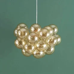 Suspension grappe décorative boules en verre ambrées - Maeli