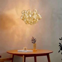 Suspension grappe décorative boules en verre ambrées - Maeli