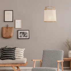 Suspension Hikari E27 40W IP20 ⌀38xH.125cm bambou coloris naturel Corep