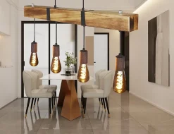 Suspension HONI style industriel en bois clair