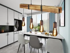 Suspension HONI style industriel en bois clair