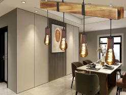 Suspension HONI style industriel en bois clair