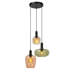 Suspension Ilona en verre colorés 3 lampes IP20 3 x E27 120W H.174cm Lucide