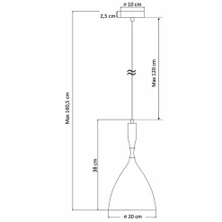 Suspension industrielle conique noire - Denzo