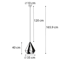 Suspension industrielle dorée avec grille - Carcass