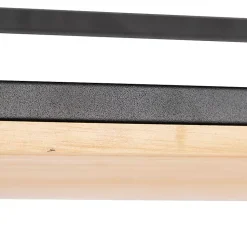 Suspension industrielle noire avec bois 5 lumières - Shelf