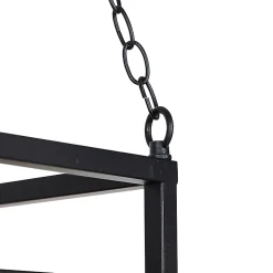 Suspension industrielle noire avec bois 5 lumières - Shelf